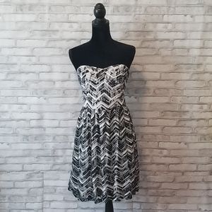 Vanity Black and White Strapless Dress